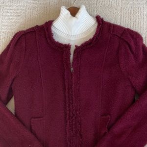 CAbi Burgundy "Brit" Boucle Jacket